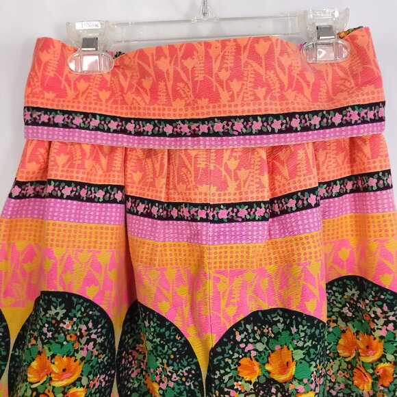 Vtg Mr B of California Maxi Skirt Small? Boho Black Orange Pink Floral Print - Picture 5 of 10